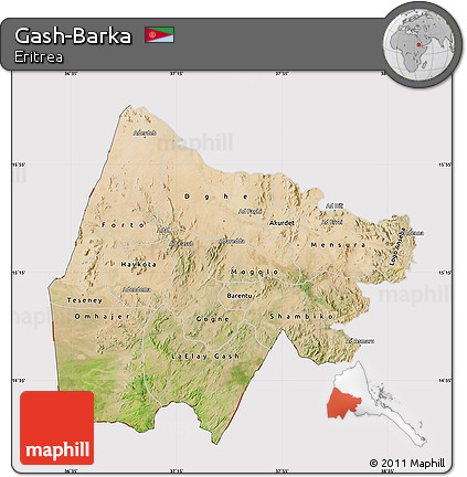 Satellite Map of Gash-Barka, cropped outside