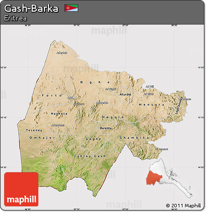 Satellite Map of Gash-Barka, cropped outside