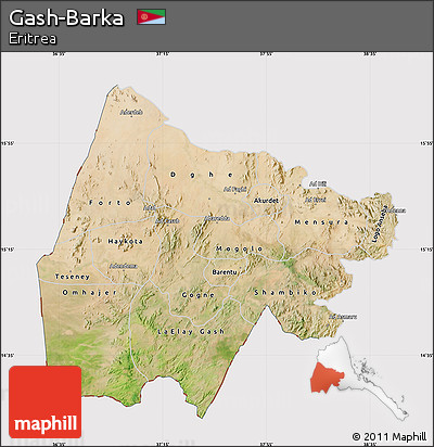 Satellite Map of Gash-Barka, cropped outside
