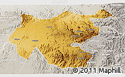 Physical 3D Map of Shambiko, lighten, semi-desaturated