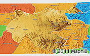 Physical 3D Map of Shambiko, political outside