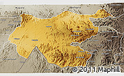 Physical 3D Map of Shambiko, semi-desaturated