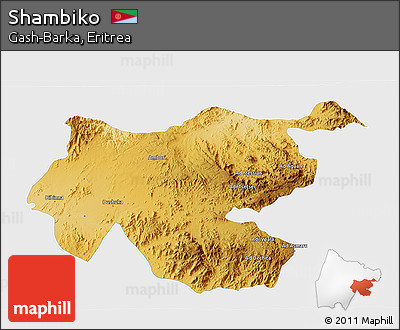 Physical 3D Map of Shambiko, single color outside