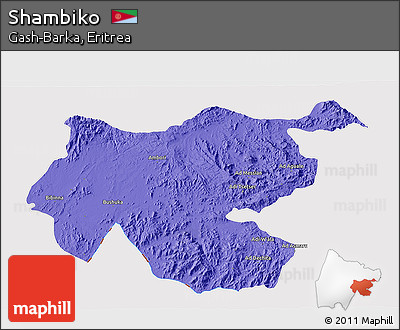 Political 3D Map of Shambiko, cropped outside