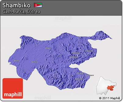 Political 3D Map of Shambiko, cropped outside