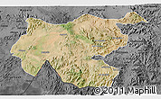 Satellite 3D Map of Shambiko, darken, desaturated