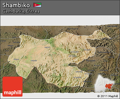 Satellite 3D Map of Shambiko, darken