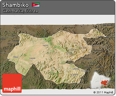Satellite 3D Map of Shambiko, darken