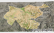 Satellite 3D Map of Shambiko, darken, semi-desaturated