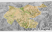 Satellite 3D Map of Shambiko, desaturated