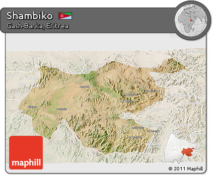 Satellite 3D Map of Shambiko, lighten