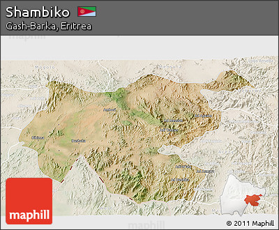 Satellite 3D Map of Shambiko, lighten