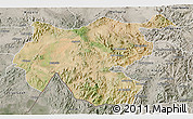 Satellite 3D Map of Shambiko, semi-desaturated