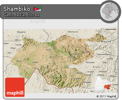 Satellite 3D Map of Shambiko, shaded relief outside