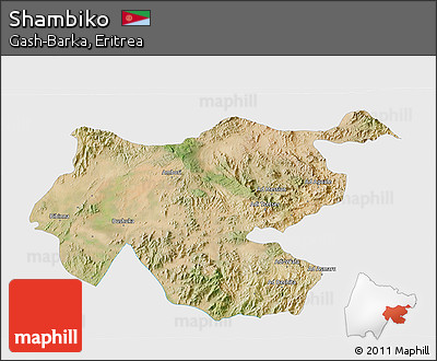 Satellite 3D Map of Shambiko, single color outside