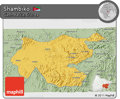 Savanna Style 3D Map of Shambiko