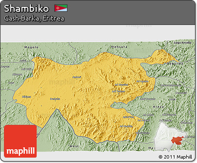 Savanna Style 3D Map of Shambiko