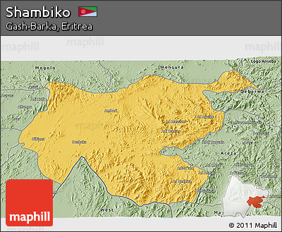 Savanna Style 3D Map of Shambiko