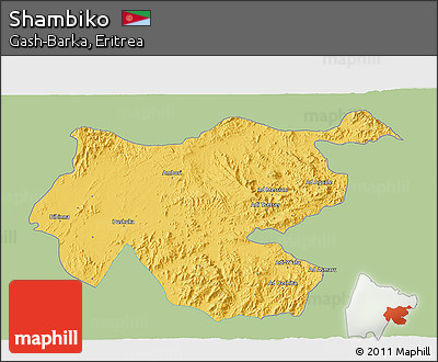 Savanna Style 3D Map of Shambiko, single color outside