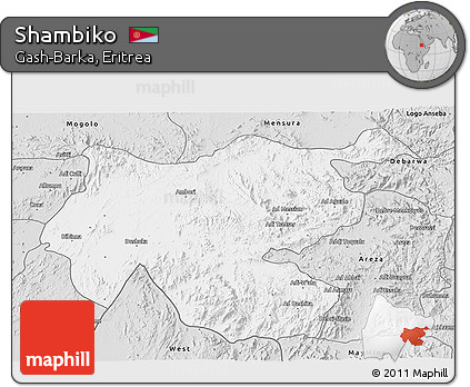 Silver Style 3D Map of Shambiko