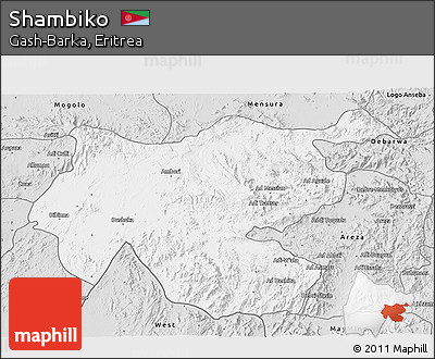 Silver Style 3D Map of Shambiko