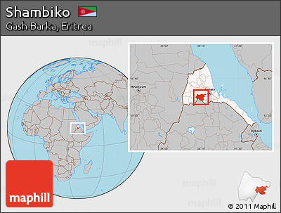 Gray Location Map of Shambiko, highlighted country