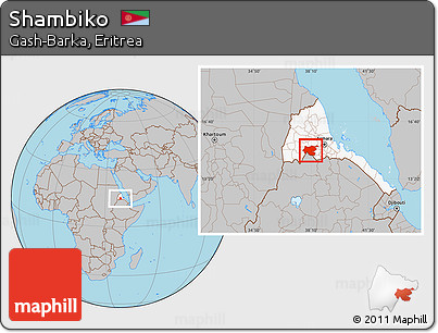 Gray Location Map of Shambiko, highlighted country
