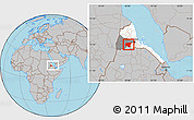 Gray Location Map of Shambiko, highlighted country, highlighted parent region, within the entire country