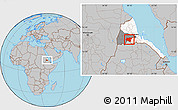 Gray Location Map of Shambiko, highlighted country, highlighted parent region