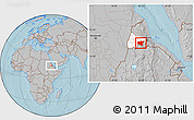 Gray Location Map of Shambiko, highlighted parent region, hill shading