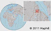 Gray Location Map of Shambiko, hill shading