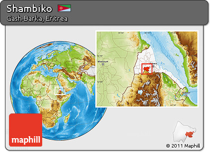 Physical Location Map of Shambiko, highlighted country
