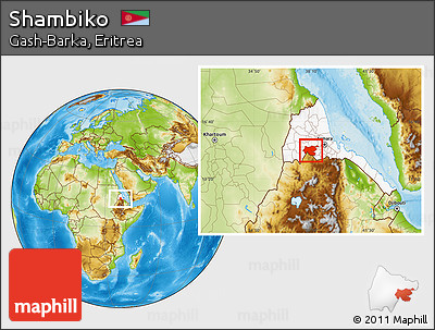 Physical Location Map of Shambiko, highlighted country