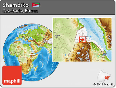 Physical Location Map of Shambiko, highlighted country
