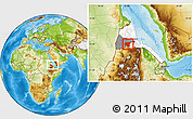 Physical Location Map of Shambiko, highlighted country, highlighted parent region, within the entire country