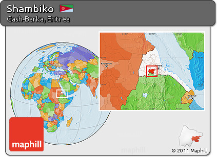 Political Location Map of Shambiko, highlighted country