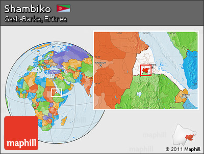 Political Location Map of Shambiko, highlighted country