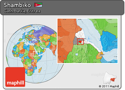 Political Location Map of Shambiko, highlighted country, highlighted parent region, within the entire country