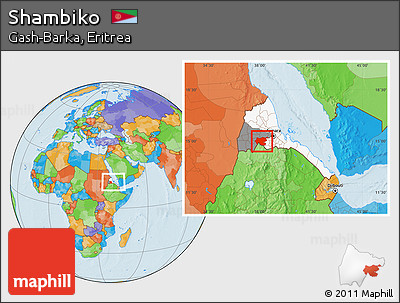 Political Location Map of Shambiko, highlighted country, highlighted parent region, within the entire country