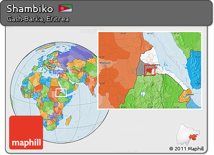 Political Location Map of Shambiko, highlighted country, highlighted parent region