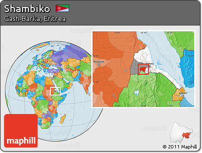 Political Location Map of Shambiko, highlighted country, highlighted parent region