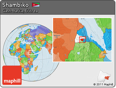 Political Location Map of Shambiko, highlighted parent region