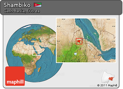 Satellite Location Map of Shambiko, within the entire country