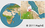 Satellite Location Map of Shambiko, highlighted country, within the entire country