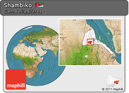 Satellite Location Map of Shambiko, highlighted country