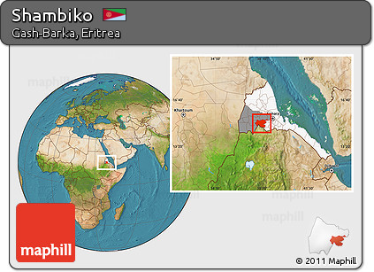 Satellite Location Map of Shambiko, highlighted country, highlighted parent region