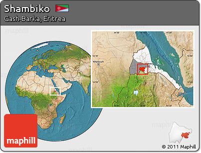 Satellite Location Map of Shambiko, highlighted country, highlighted parent region
