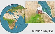 Satellite Location Map of Shambiko, highlighted country, highlighted parent region