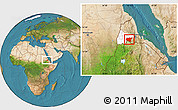 Satellite Location Map of Shambiko, highlighted parent region