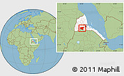Savanna Style Location Map of Shambiko, highlighted country, within the entire country